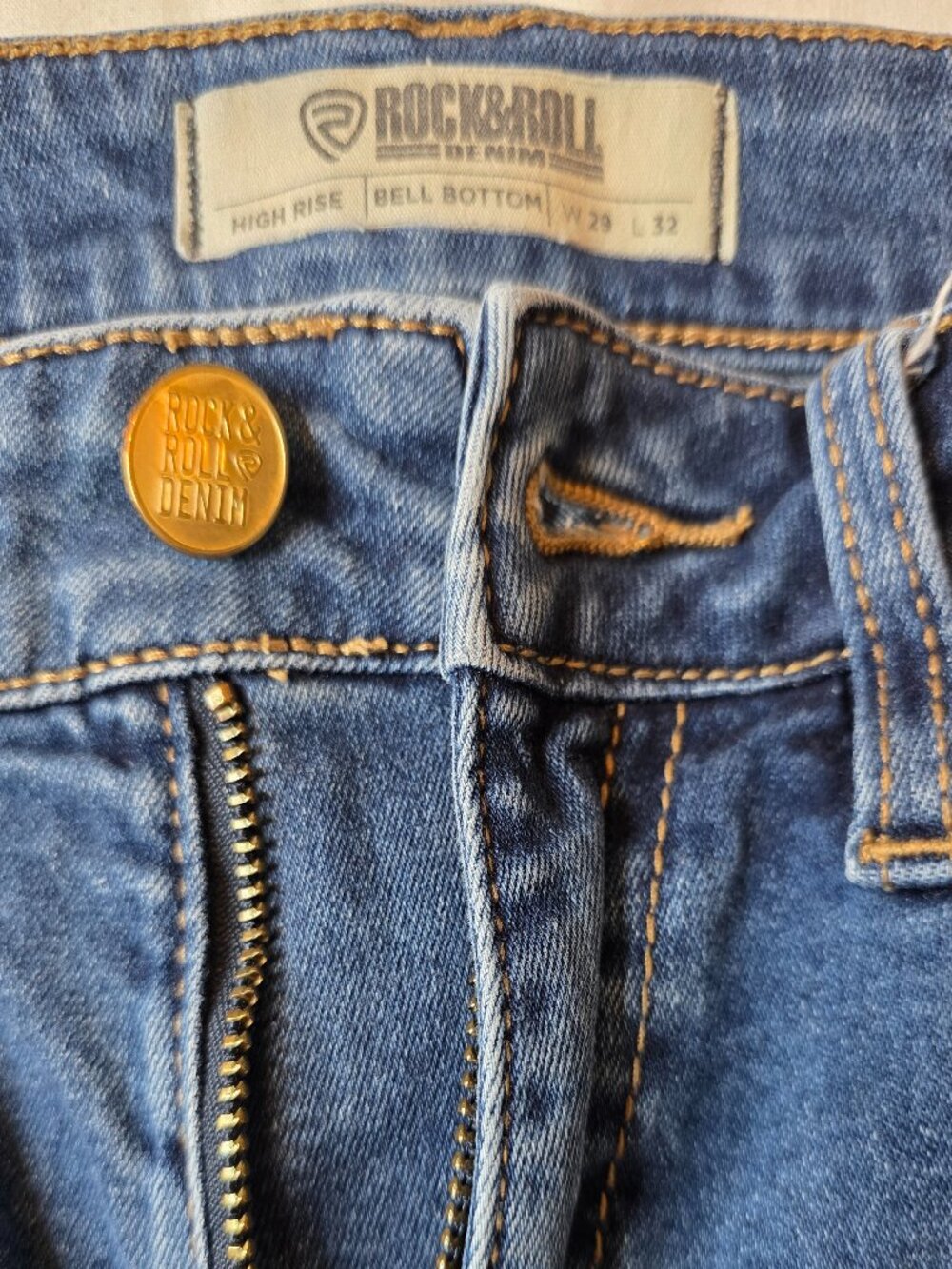 Rock & Roll Denim Women's Bellbottom High Waist Jeans, Size 29" x 32" - Picture 8 of 10